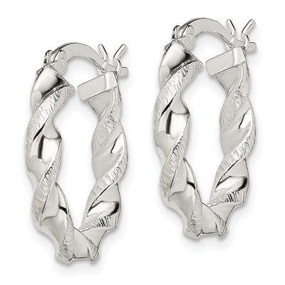 Sterling Silver Twisted and Textured Hoop Earrings, 20.6 x 20.1mm