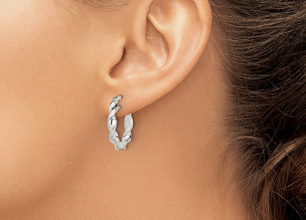 Sterling Silver Twisted and Textured Hoop Earrings (Style QE14165)