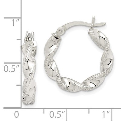 Sterling Silver Twisted and Textured Hoop Earrings, 20.6 x 20.1mm