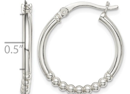 Sterling Silver Beaded Hoop Earrings