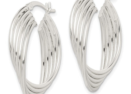 Sterling Silver Polished Twisted Multi-tube Round Hoop Earrings (Style QE14176)