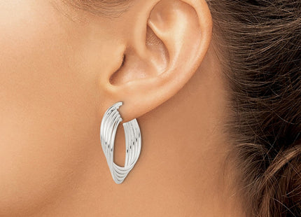 Sterling Silver Polished Twisted Multi-tube Round Hoop Earrings (Style QE14176)