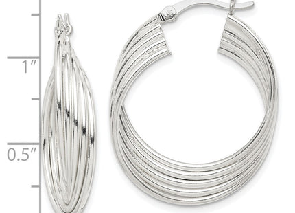 Sterling Silver Polished Twisted Multi-tube Round Hoop Earrings (Style QE14176)