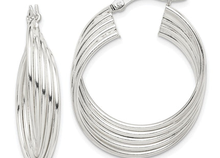 Sterling Silver Polished Twisted Multi-tube Round Hoop Earrings (Style QE14176)