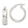Sterling Silver Polished & Textured Round Hoop Earrings