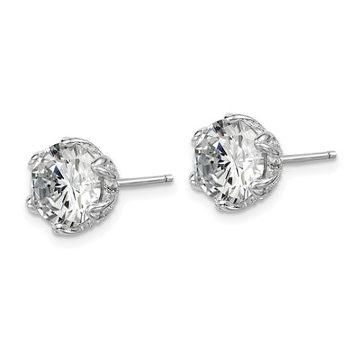 Sterling Silver Rhodium-plated CZ Stud Earrings