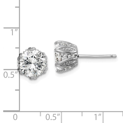 Sterling Silver Rhodium-plated CZ Stud Earrings