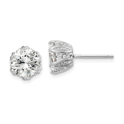 Sterling Silver Rhodium-plated CZ Stud Earrings