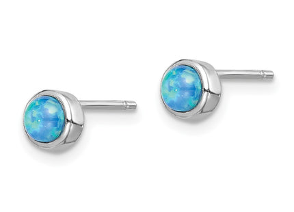 Sterling silver opal stud earrings, alternate view