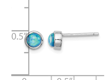 Sterling silver opal stud earrings, further view