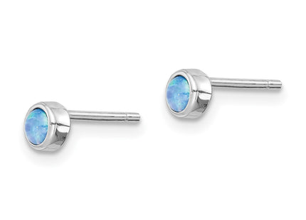 Sterling silver opal stud earrings, alternate view