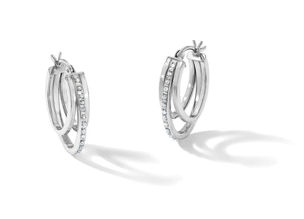 Diamond Fascination Diamond Mystique Sterling Silver Platinum-plated Diamond Multi Hoop Earrings