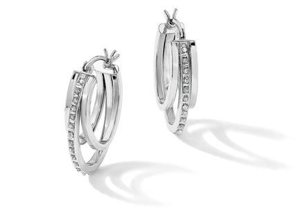 Diamond Fascination Diamond Mystique Sterling Silver Platinum-plated Diamond Multi Hoop Earrings