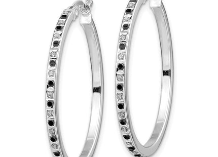 Sterling silver diamond hoop earrings, alternate view