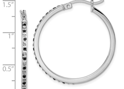 Sterling silver diamond hoop earrings, further view