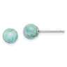 Sterling Silver Rhodium-plated Polished Round Larimar Post Earrings