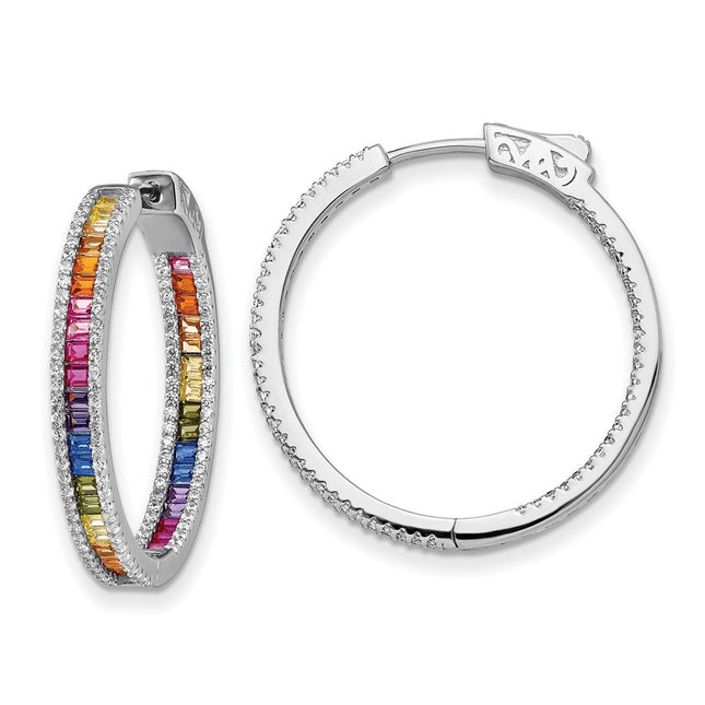 Sterling silver cubic zirconia hoop earrings