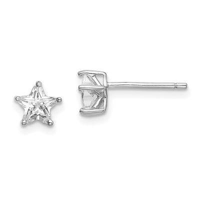 Sterling Silver Rhodium-plated CZ Star Stud Earrings