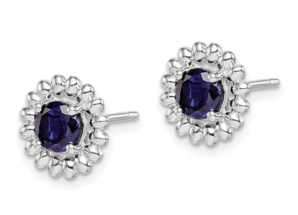 Sterling silver sapphire earrings, alternate view