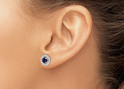 Sterling silver sapphire earrings, another view