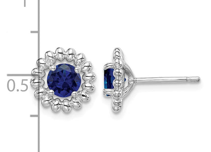 Sterling silver sapphire earrings, further view