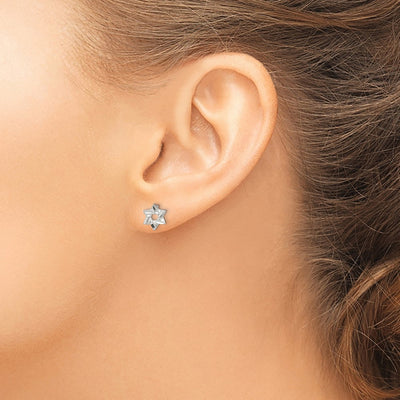 Sterling Silver Star Earrings, 7.4 x 7.4mm