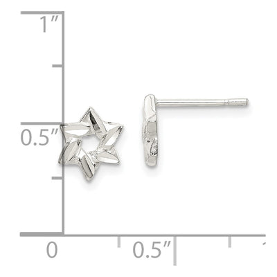 Sterling Silver Star Earrings, 7.4 x 7.4mm