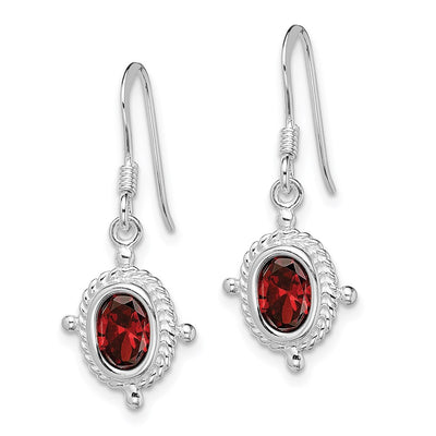 Sterling Silver Rhodium-plated Fancy Garnet Earrings, 17.1 x 12.5mm