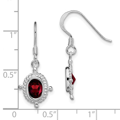 Sterling Silver Rhodium-plated Fancy Garnet Earrings, 17.1 x 12.5mm