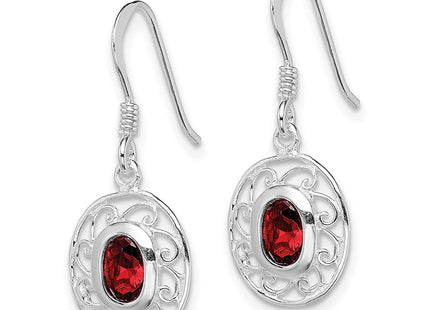 Sterling Silver Rhodium-plated Fancy Garnet Earrings (Style QE1453)