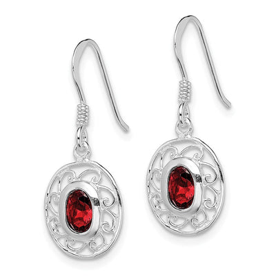 Sterling Silver Rhodium-plated Fancy Garnet Earrings, 15.25 x 11mm