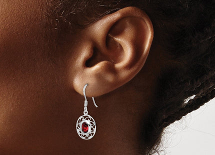 Sterling Silver Rhodium-plated Fancy Garnet Earrings (Style QE1453)