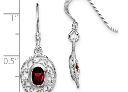 Sterling Silver Rhodium-plated Fancy Garnet Earrings (Style QE1453)