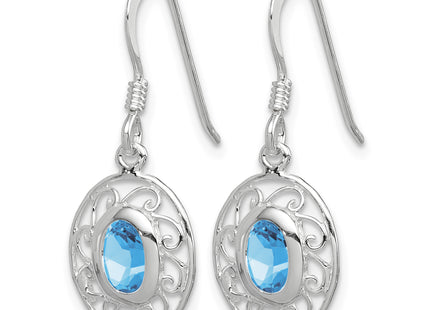 Sterling Silver Blue Topaz Fancy Dangle Earrings