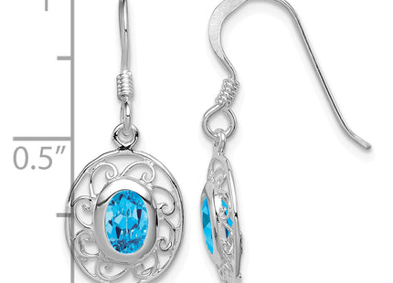 Sterling Silver Blue Topaz Fancy Dangle Earrings