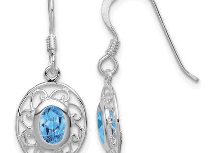 Sterling Silver Blue Topaz Fancy Dangle Earrings