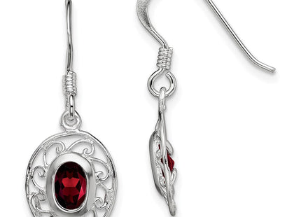 Sterling Silver Rhodium-plated Fancy Garnet Earrings (Style QE1453)