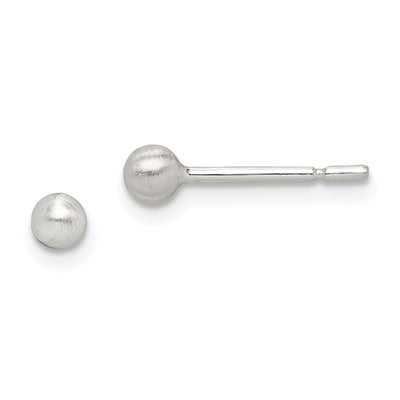 Sterling Silver Brushed Ball Post Earrings