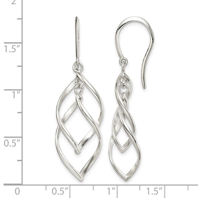 Sterling Silver Polished Fancy Twisted Dangle Earrings, 44.5 x 14mm