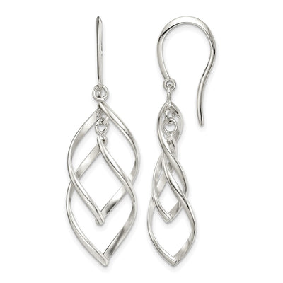 Sterling Silver Polished Fancy Twisted Dangle Earrings, 44.5 x 14mm