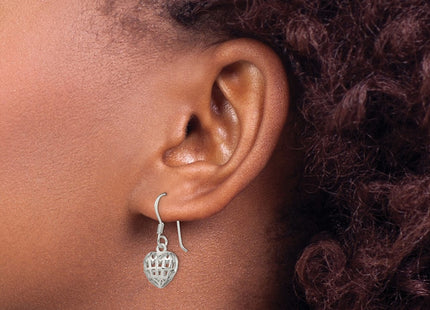 Sterling silver heart drop earrings, another view