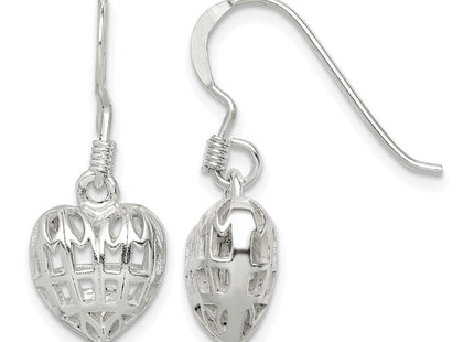 Sterling silver heart drop earrings