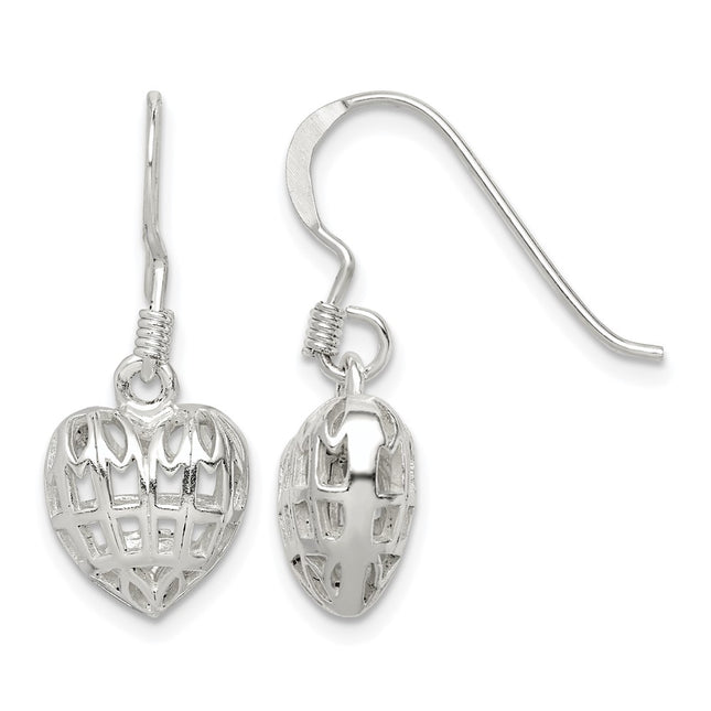 Sterling silver heart drop earrings
