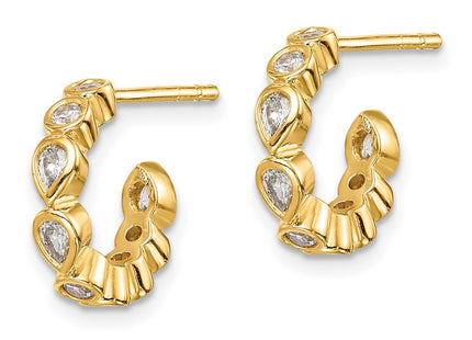 Sterling silver cubic zirconia hoop earrings, alternate view