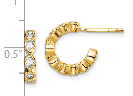 Sterling silver cubic zirconia hoop earrings, further view