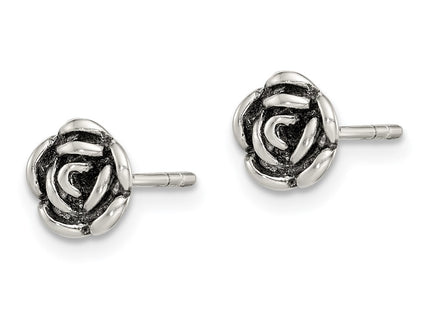 Sterling silver flower earrings, alternate view