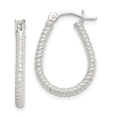 Sterling Silver Twisted Teardrop Hoop Earrings