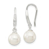 Sterling Silver Rhodium-plated Polished White 7- Shell Pearl & CZ Dangle Earrings