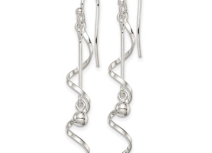 Sterling Silver Polished Twisted Dangle Earrings (Style QE14792)