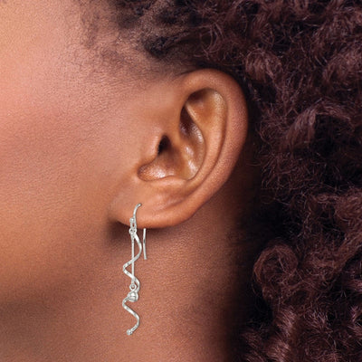 Sterling Silver Polished Twisted Dangle Earrings, 45 x 6mm
